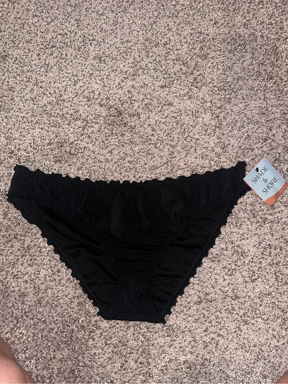 Shade & Shore Black Women’s Ruffle Trim Bikini Bottoms